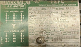 Lincoln AC Electric Motor 3 HP 1170 RPM 230/460V 3 Phase 60 Hz 213TC