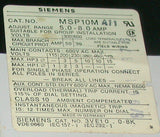 SIEMENS MANUAL MOTOR STARTER OVERLOAD RELAY 5-8 AMP MODEL MSP10M  (5 AVAILABLE)