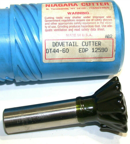 Niagara DT44-60 60° Single-Angle 1 3/8" 12 Flute Dovetail Cutter 12590 New