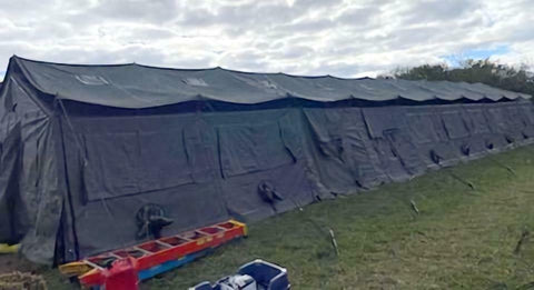 military tents surplus Military Expandable Modular Temper Tent US GI Green 80' x 20' w/ Liner
