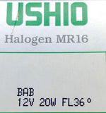 Lot of (3) Ushio BAB Halogen MR16 Flood Light Bulb 12V 20W FL36