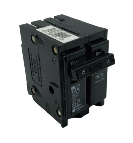 Eaton BR215 2 Pole Circuit Breaker 15A 120/240V Plug-On Mount