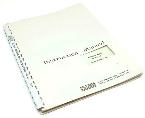Fluke Model 891A & 891AR DC Differential Voltmeter Instruction Manual