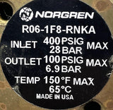 Norgren R06-1F8-RNKA Pneumatic Regulator 1/8" PTF 400 PSIG IN 100 PSIG OUT 150°F