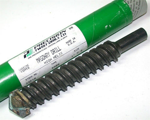 Precision Twist 1" 1/2" shank Brazed Carbide Masonry High Helix Drill 33518 New
