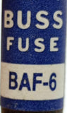 Lot of (5) Bussman Buss BAF-6 Electrical Fuse 6A 250 VAC