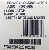 Schlage A40S GEO 605 Grade 2 Privacy Cylindrical Lock Brass Georgian Knob L/R