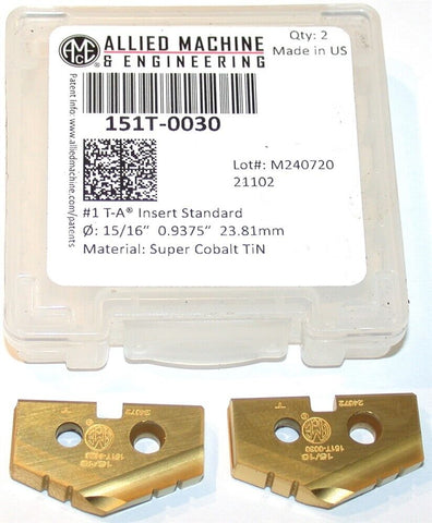 2 Allied Machine T-A 15/16" Carbide Coated Spade Drilling Insert 151T-0030