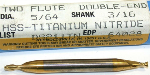 Up to 3 New Niagara 5/64 diameter Double End Tin Coat 2 Flute HSS End Mill 64028