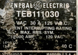 General Electric TEB111030 1 Pole Circuit Breaker 30A 120VAC 1 PH Bolt On