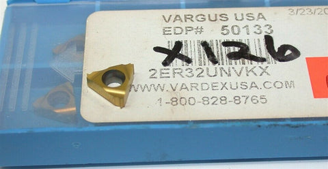 Lot of 9 New Vardex Vargus Tin Coated Carbide Threading Inserts 2ER 32UN VKX