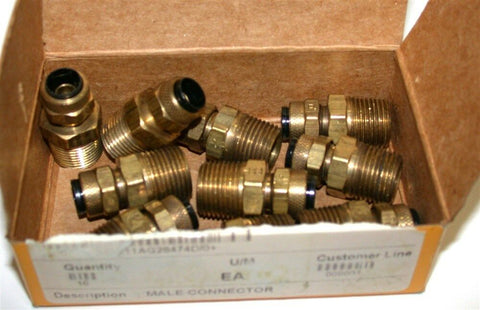New Box of 10 Parker 68P-6-6 Poly-Tite Male Connectors 3/8 Tube X 3/8 NPTF