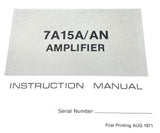 Tektronix 7A15A/AN Amplifier Instruction Manual