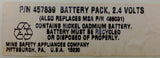 Mine Safety Appliances 457839 Rechargeable Battery Pack 2.4V