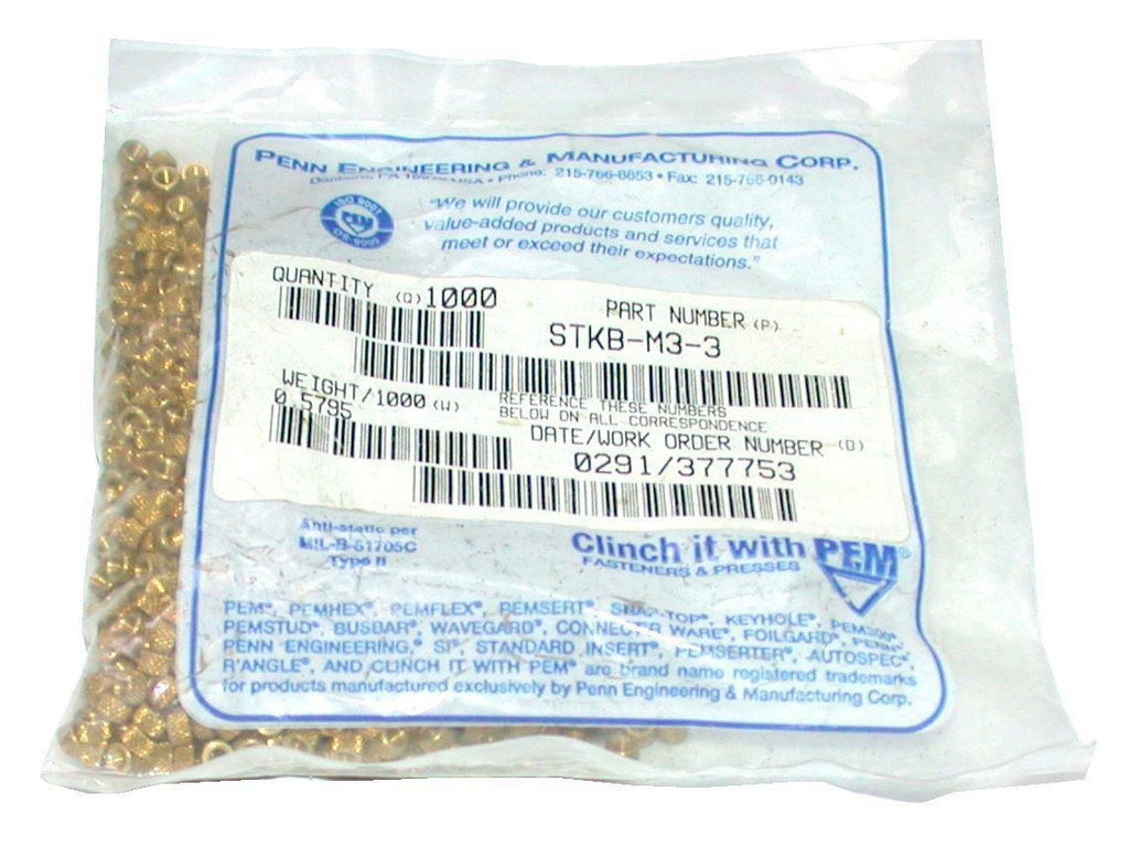 New Bag of 1000 Penn Engineering New Brass Metric Thread Inserts M3 X