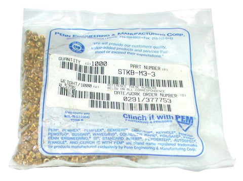 New Bag of 1000 Penn Engineering New Brass Metric Thread Inserts M3 X 0.5