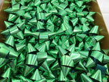 Brizzolari Premium 3-1/2" Green Star Gift Bow 3/4" Ribbon 15 Loop 70 Count