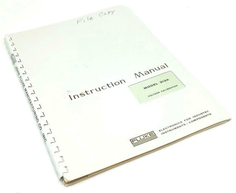 Fluke Model 313A Voltage Calibrator Instruction Manual
