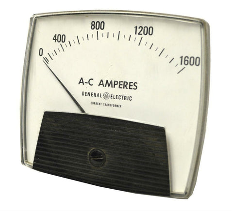GENERAL ELECTRIC AC AMPERES ANALOG PANEL METER 0-1600 VOLTS