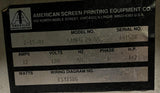 American Screen Printing Equipment Co. Cameo 24 SS Screen Printer SOLD AS IS