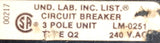 Square D Q2-32125 3-Pole I-Line Circuit Breaker 125A 240V 3 PH Plug-In