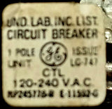 General Electric CTL115 1 Pole Circuit Breaker 15A 120/240VAC