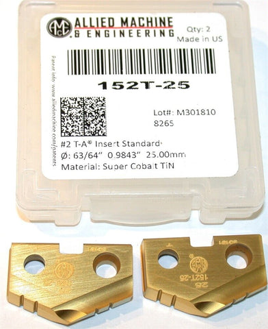 2 Allied Machine T-A 63/64" Carbide Coated Spade Drilling Insert 152T-25