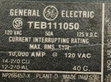 General Electric TEB111050 1 Pole Circuit Breaker 50A 120VAC 1 PH Bolt On