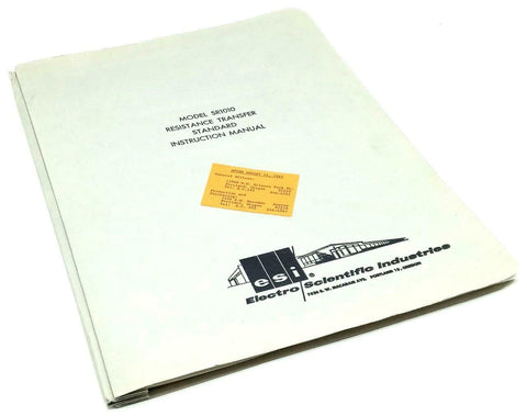 Electro Scientific Industries Model SR1010 Transfer Standard Instruction Manual