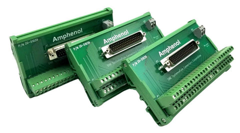 Amphenol 20-51039 50 Pin Connector Block W/ Din Railing Mounts (Lot of 3)