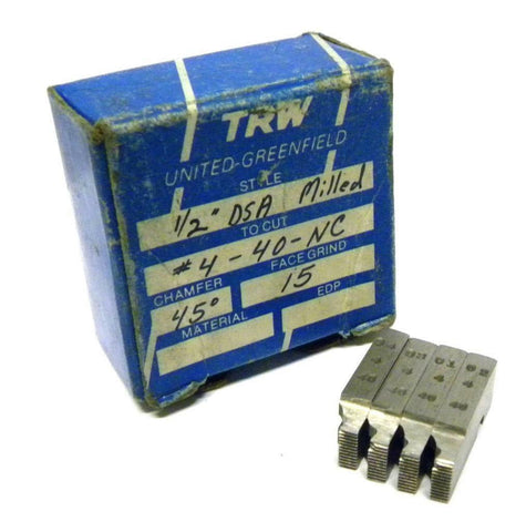 NEW SET OF TRW THREAD CHASERS 1/2" DSA MILLED TO CUT #4-40 -NC