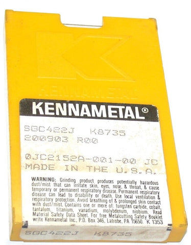 Lot of 10 New Kennametal Kendex Positive Carbide Turning Inserts SGC422J K8735
