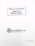 RFL Industries Model 942 Magnet Charger Instruction Manual