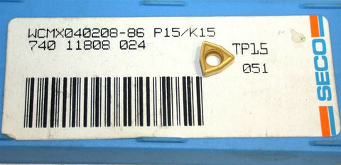 Lot of 10 New Seco Indexable Carbide Drill Inserts WCMX 040208-86