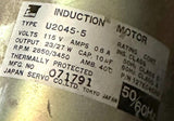 Japan Servo U2045-5 Induction Motor 115V 0.6A 23/27W 3450 RPM 50/60 Hz
