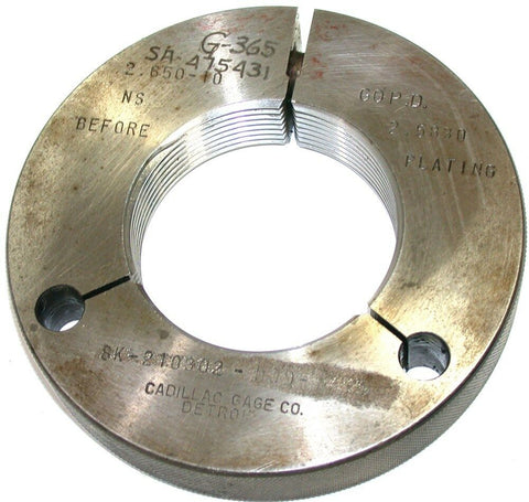Cadillac Gage Go Thread Ring Gage 2.650-10 NS