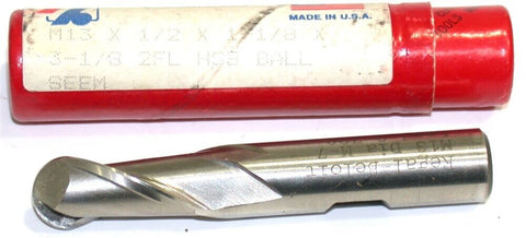 Regal Beloit 13mm 1/2" Shank 2 Flute HSS Ball End Mill New