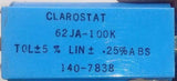 NIB New Clarostat  62JA-100K 10-Turn Potentiometer 100K Ohm Made in USA