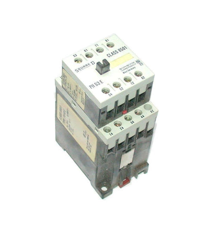 NEW SQUARE D  8501PH40 E 8501P1.13  CONTROL RELAY W/AUXILIARY CONTACT BLOCK