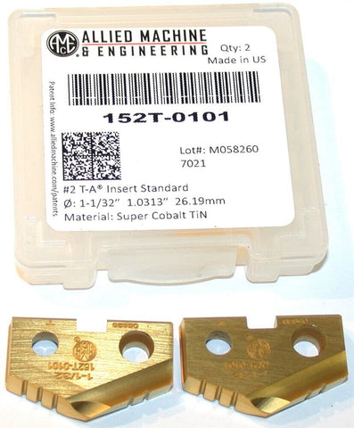 2 Allied Machine T-A 1 1/32" Carbide Coated Spade Drilling Insert 152T-0101