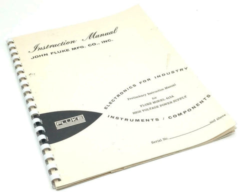 Fluke Model 415A High Voltage Power Supply Instruction Manual