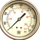 Nuova Fima HC1P-100S Liquid Filled Pressure Gauge 0-1500 PSI 1/4" NPT