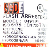 SGD 8491-F Flashback Arrestor & Check Valve 15-150 PSI 1/4" NPT
