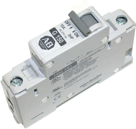 UP TO 16 ALLEN BRADLEY 15 AMP CIRCUIT BREAKERS DIN MOUNT G 150 1492-CB1