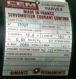 CEM Parvex FDE  T4C3B1  R0504  Permanent Magnet Servo Motor  140 V