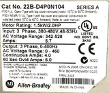 Allen-Bradley 22B-D4P0N104 Ser. A PowerFlex 40 Adjustable AC Drive 1.5kW/2.0HP
