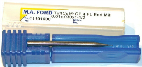 Up to 2 New MA Ford 4-Flute Carbide .010" Diameter End Mill 11101000