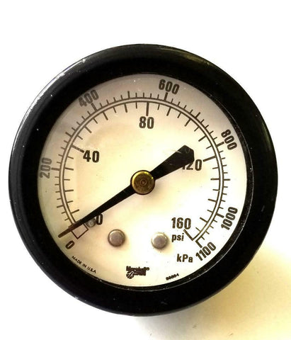MarshallTown Pressure Gauge Panel Mount 0-160 PSI 1 3/4" Diameter Face