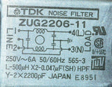 TDK ZUG2206-11 NOISE FILTER 250 VOLTS @ 6 AMPS (2 AVAILABLE)
