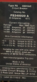 Eaton Cutler-Hammer FS240020A 3-Pole Circuit Breaker 20A 480VAC
